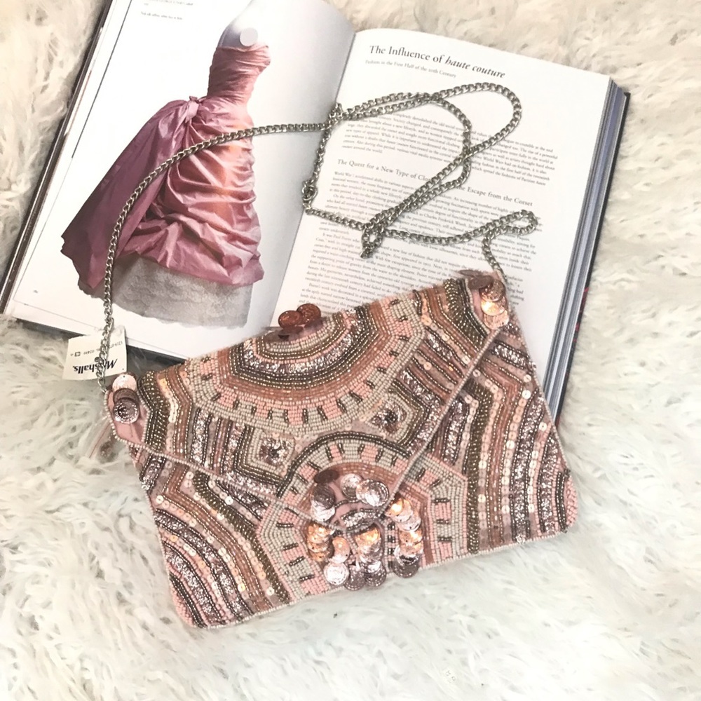 Elegant Pink Beaded Clutch